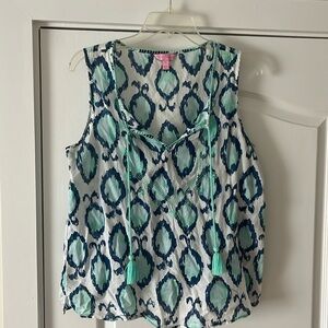 Lily Pulitzer sleeveless top. Medium. Blue, White and Green.
